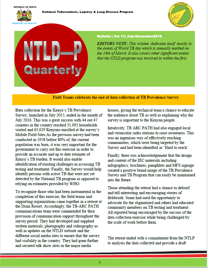NTLD-P Bulleting Quarter Four 2016